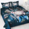 Story@Home Bedsheet for King Size Bed Digital Printing 300TC Satin Finish with 2 Pillow Covers, 270 cm X 270 cm, Navy Blue & Pink, Dream Catcher Design | Double Bed Bedsheet | Perfect for Home Decor