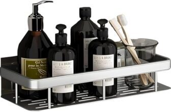 ISOMOVARU Multipurpose Aluminium Bathroom Shelf, Self-Adhesive Wall Mounted Organizer, Drill-Free Installation, Space-Saving Silver Bathroom Rack for Towels, Toiletries & Essentials (Pack of 1)