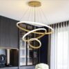 Desidiya® Modern Double 3-Ring LED Pendant Light Lamp – Warm White Hanging Ceiling Pendant Light, Elegant Finish for Home & Living Spaces & Living Room Ceiling Light