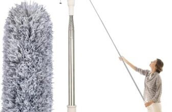 Microfiber Feather Duster Bendable & Extendable Fan Cleaning Duster with 100 inches Expandable Pole Handle Washable Duster for High Ceiling Fans,Window Blinds, Furniture (Standard)