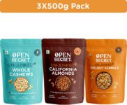 OPEN SECRET Premium Dry Fruits Combo � Badam Almonds, Kaju Cashews, Akhrot Walnuts Assorted Nuts(3 x 500 g)