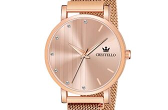 CRESTELLO Women’s Rose Gold Plated Mesh Chain Analog Watch (CR-RG103PNK-RGCH)