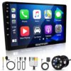 Woschmann-9 Inch Car Android Double Din Player 2GB/32GB Capacitive Touch Screen Quad Core Proceessor 1080P HD Screen, Latest Android Version 12 BT 5.0, Wi-Fi, GPS, USB 2.0, Navigation,Free LED Camera
