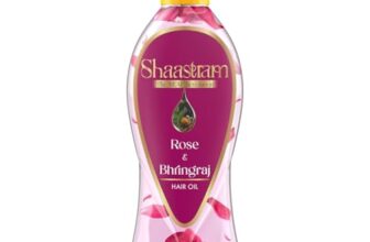 Shaastram Rose & Bhringraj Herbal Hair Oil for Men & Women | Ayurvedic Hair Growth Oil with Real Rose Petals | Strengthens Roots, Controls Hair Fall, Adds Shine – 180ml