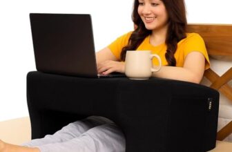 Portia Lap Desk Pillow (68 x 58 Cms) – Portable Laptop Table for Bed, Sofa, or Floor | Ergonomic Design with Armrests for Gaming, Reading, Studying & Working (Grey)