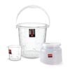 Cello Petal Bathroom Accessory Combo Set of 3, Transparent (20L Bucket, 1.5L Mug & 23cm Tall Stool) | Durable, Stylish & Modern Design | Plastic Bath Combo Set for Modular Bathroom