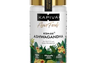 Kapiva KSM‑66 Ashwagandha Capsules | 5% Withanolides | 100% Root Extract | Clinically Proven | Stress & Anxiety Relief | Strength, Stamina & Support Muscle Recovery | 60 Veg Capsules