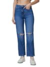 Spykar High Rise Straight Fit Blue Jeans for Women (Size: 32)-WDBEL1BD083