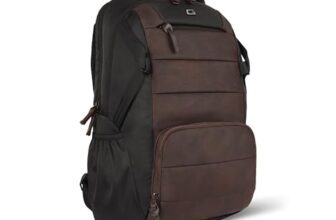 Gear Aspire 3 19″/35L Faux Leather Large Water Resistant 5 Compartment Laptop Backpack/Casual Backpack/Daypack/Travel Backpack/College Bag For Men/Women(Brown-Black)