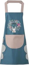 HOMVERA Kitchen Apron with Front Pocket and Side Hand Wipe Panels, Printed Design, Neck Strap Style