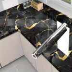 Premium Black & Gold Marble Peel-and-Stick Wallpaper | Anti-Scratch, Moisture-Proof, Washable, Easy DIY for Kitchen, Bathroom & Home Decor