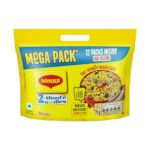MAGGI 2-Minute Instant Noodles, Masala Noodles With Goodness Of Iron, Made With Choicest Quality Spices, Favourite Masala Taste, 840/900g Pouch (Pack of 12, 70/75g each) (weight may vary)