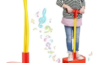 Kids Pogo Jumper Toy with Handle and Foam Base, Jumping Toy with Built-in Sound Squeaker