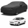 Sulfar 100% Water Resistant Car Body Cover Compatible with Mirror for Ford Focus (Triple Stitched, Full Bottom Elastic, Dark Grey)
