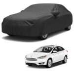 Sulfar 100% Water Resistant Car Body Cover Compatible with Mirror for Ford Focus (Triple Stitched, Full Bottom Elastic, Dark Grey)