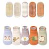 DERIKO 5 Pairs Baby Socks Set, Antislip Socks for New Born Baby 0-3 Years, Non Slip Grip Ankle Socks with Non Skid Soles for Infants Baby Shower Gifts