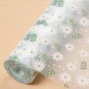 Drawer and Shelf Liner for Kitchen Cabinets, Drawers and Refrigerator – Non-Adhesive EVA Lining Sheet with Daisy and Leaf Pattern (Washable, Cuttable) (5 Meter) (White Green Flower)