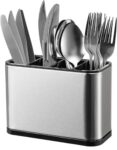 Cutlery Holder with 4 Slot Design, Stainless Steel Finish Utensil Organizer for Kitchen Countertop