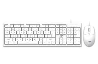 Ant MASTER10 Full Size Wired Combo Keyboard and Mouse Set, 104 Keys, 6 Anti-Ghosting, Membrane Switch, 3D Optical Mouse, 1200 DPI, USB Plug & Play, for Windows, Mac, Linux – White
