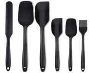 Silicone Spatula Set for Cooking and Baking – 6 Black Utensils Including Spatulas, Spoon Spatula, Spreader and Brush