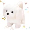 Lakshiv Enterprise Interactive Plush Dog Toy, White, Sound Activated Barking, Walking and Tail Wagging, Battery Operated (White Dog)