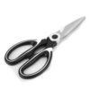 Kitchen Scissors with Serrated Blade, Nut Cracker Slot and Bottle Opener, Black and White Handle pack of 2