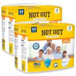 NOT OUT Adult Tape Diapers – Overnight Protection with 3D Core, Odour Control & Up to 12-Hour Absorption | Large (40-60 Inches) | 20 Diapers | Pack of 2