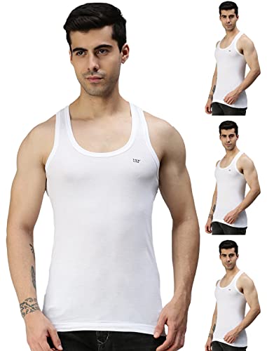 Lux Cozi Men’s Pack of 4 Solid White1 Vest(Size : Large)