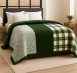 BSB HOME Supersoft Printed Mink Blanket for Heavy Winter – 600 GSM Ultra Soft Luxurious Embossed Double Bed Blanket, Warm & Fluffy Cozy for Extreme Cold Weather (Green & White, 230 x 220 Cm, 3.5 Kg)
