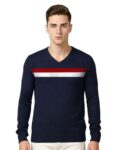 AWG ALL WEATHER GEAR Men’s Woolen V-Neck Full Sleeve Sweater | Sweaters for Winter | Plain Casual Wear l Mens Sweater | Winter Wear for Man Blue