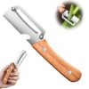 Generic 2-in-1 Kitchen Peeler with Bottle Opener Handle, Stainless Steel Blade with Wooden Grip, 19 cm Length, 1 Piece