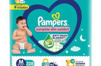 Pampers Complete Skin Comfort Pants| Pant style Diaper Medium, 228 count| Anti-Rash blanket lotion with Vit E and Aloe Vera | All night protection with leak proof technology(76 Count, Pack of 3)