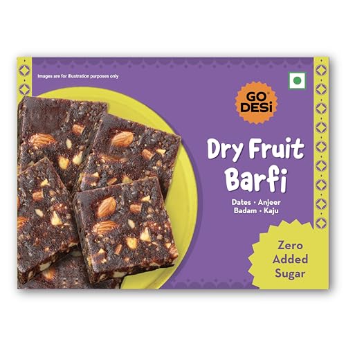 GO DESi – Dry Fruits Barfi | Dates Bar | Anjeer | Khajoor | Nuts | Indian Mithai | Sweets Gift Pack | No Added Sugar | 200 grams