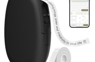 SUPVAN E10 Bluetooth Label Maker Machine with Tape, Continuous Waterproof Label, Versatile App with 35 Fonts and 1k+ Icons, Inkless Labeler for Home, Kitchen, School, Office Organization, Black