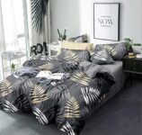 Furnistitchs Glace Cotton Double Size Duvet Cover Quilt Cover Razai Cover Comforter Cover 90×100 inches, (Black Leaves)