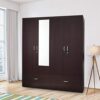HomeTown Utsav Engineered Wood Four Door Wardrobe in Wenge Colour
