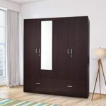 HomeTown Utsav Engineered Wood Four Door Wardrobe in Wenge Colour