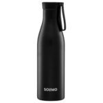 Amazon Brand – Solimo 850ml Stainless Steel Vacuum Insulated Bottle with Carry-on Strap | Double-Wall Insulation, Leak-Proof, 24 Hours Hot and Cold | for Work, Home, Commute and Travel | Black