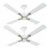 Havells 1200mm Leganza ES 4B Ceiling Fan | Best fan in 4 Blade, Premium Finish Deco. Fan, High Air Delivery | Energy Saving, 100% Pure Copper Motor, 2 Year Warranty | (Pack of 2, Pearl White Silver)