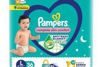 Pampers Complete Skin Comfort Pants, Anti-rash blanket, Lotion with Vitamin E & Aloe Vera, Large size baby Diapers, (L) 36 Count,9-14 kg