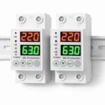 2 PACK Automatic Over/Under Voltage and Over Load Protection (Adjustable Setting) with Auto Re-Connect LED Display Standard Din-Rail Mounted Single Phase 220V, 63A (13.8kW)