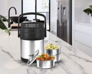 Milton Woofer 3 Thermosteel Wireless Bluetooth Speaker Tiffin (3 Containers) Steel Plain