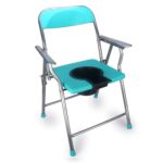 Kds Surgical Foldable Bathroom Stool Portable Bedside Commode seat with Back and Hand Rest Shower Stool for Pregnant Women Elders Bathing Chair Black Commode Chair Blue Chrome Green