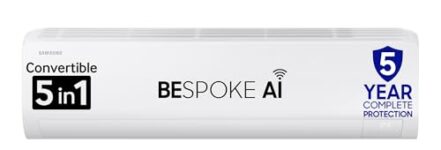 Samsung 1.5 Ton 5 Star AI Inverter Smart Split AC (WiFi, Energy Saving, Voice Control, Powerful Cooling, Copper, Digital Inverter, 4 Way swing, 5 Step Convertible, BESPOKE AI AR50F19D15HNNA)