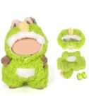 3 Pcs Clothes for 17cm Dolls, Clothes Set for 17cm Plush Toys, Crochet Knitted 3 Piece Set Hat Clothes Backpack for Dolls, Stylish Cute Doll Dress up Accessories (No Doll) (3pcs (Green))