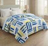 BSB HOME Cloud Cotton Reversible AC Comforter for Double Bed | Super Soft 220 GSM Quilt/Duvet/Dohar | Lightweight All-Season Comforter | 88 x 90 Inches (1 Piece) (Blue, White, Yellow)