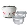 Prestige PRWO 1.8-2 Electric Rice Cooker| 2 Aluminium Cooking Pans | Stainless Steel Lid | Grey/White | Cool Touch Handles | Detachable Power Cord | 700- Watt|1.8 Litres