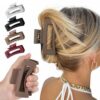 Large Hair Claw Clip for Women – Multicolour | Strong Hold Matte Hair Clutch with Metal Spring | Non-Slip Hair Clip for Thick & Fine Hair | Stylish Everyday Hair Accessories (set of two)