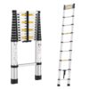 BonKaso VertiPro 3.8M(12.5Ft) Telescopic Ladder|Aluminum Ladder 13 Steps|Multipurpose for Home & Outdoor use with Self Lock Mechanism|EN131 Certified Max Load Capacity of 150kg