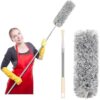 Microfiber Duster with Long Rod for Home Cleaning | Ceiling & Wall Dust Cleaner, Fan Cleaning Mop | Soft, Flexible, Dust-Removing Brush for Hard-to-Reach Areas (Dark Gray)